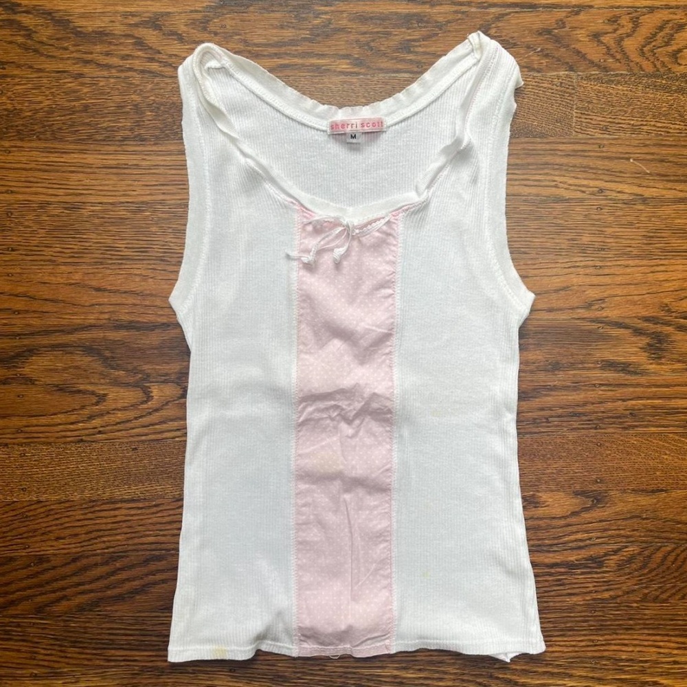 White and Pink Women's Tank Top